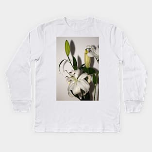 White Lily Spray Kids Long Sleeve T-Shirt